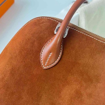 Hermes Bolide 1923 25 Handmade Bag In Gold Doblis Suede Leather