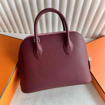 Hermes Bolide 1923 25 Handmade Bag in Rouge H Evercolor Calfskin