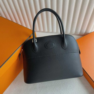 Hermes Bolide 1923 27 Handmade Bag in Black Swift Calfskin