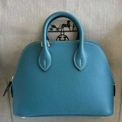 Hermes Bolide 1923 Mini Handmade Bag Blue Jean Evercolor Calfskin