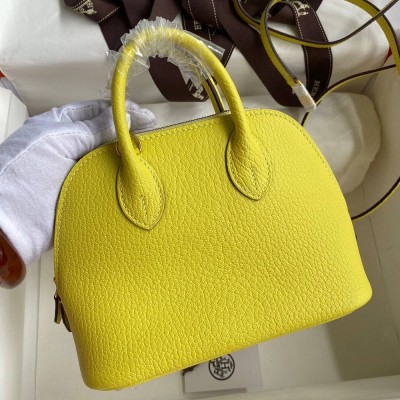 Hermes Bolide 1923 Mini Handmade Bag In Lime Chevre Mysore Leather