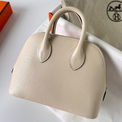 Hermes Bolide 1923 Mini Handmade Bag In Nata Chevre Mysore Leather