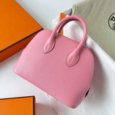 Hermes Bolide 1923 Mini Handmade Bag In Rose Confetti Chevre Mysore Leather