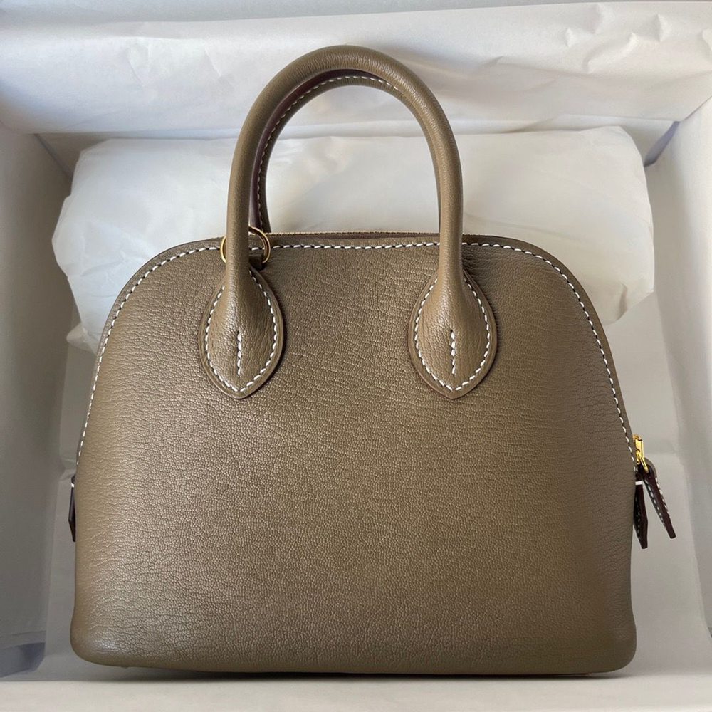 Hermes Bolide 1923 Mini Handmade Bag In Taupe Chevre Mysore Leather