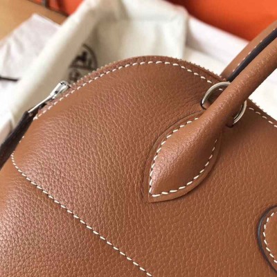 Hermes Bolide 31 Handmade Bag In Gold Clemence Leather