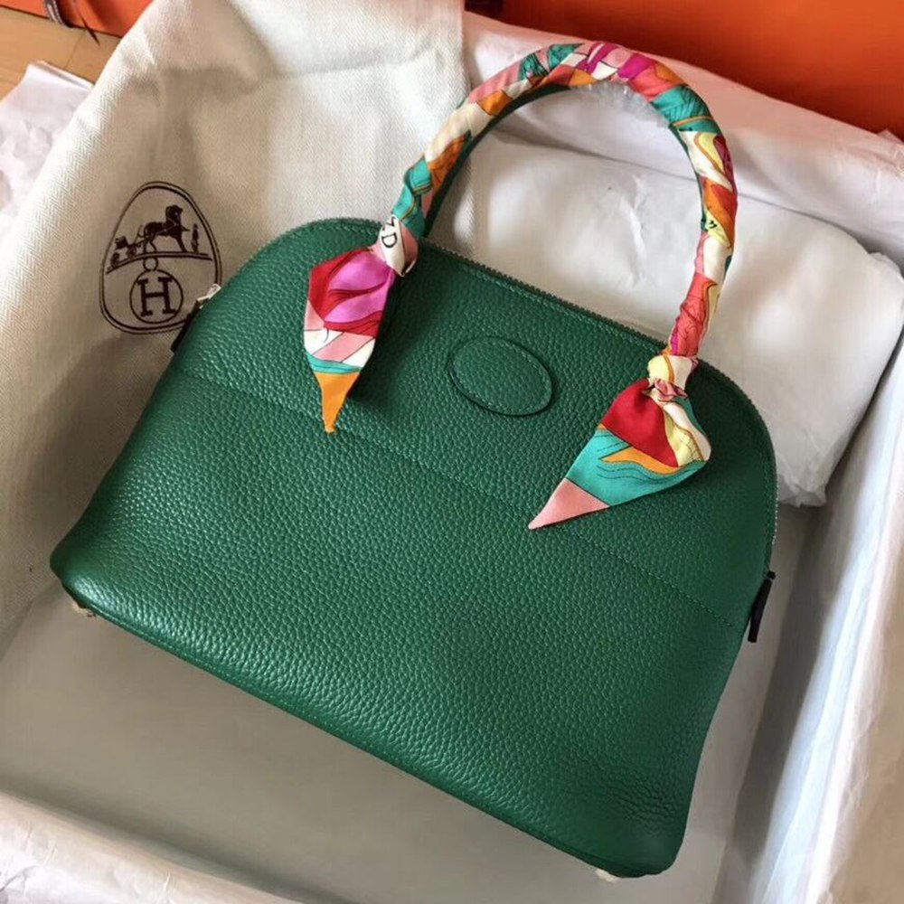 Hermes Bolide 31 Handmade Bag In Vert Vertigo Clemence Leather