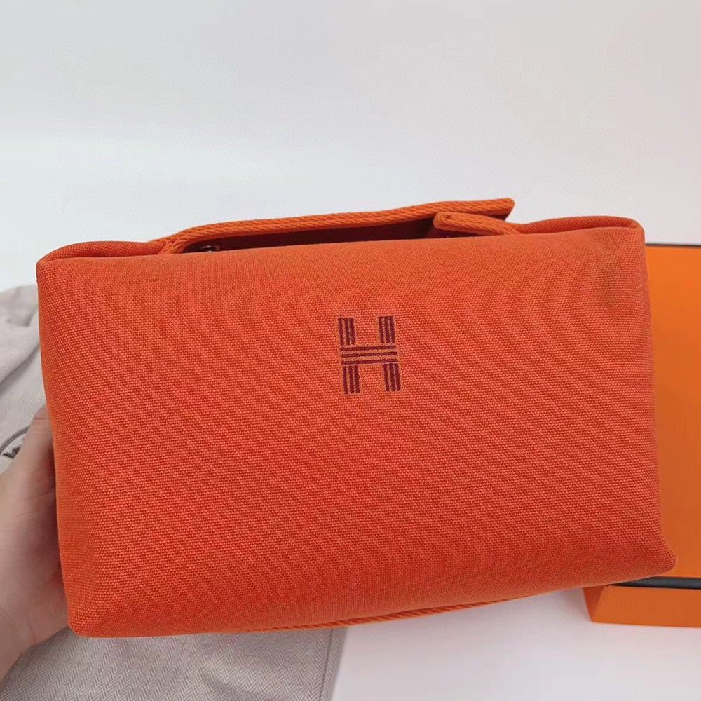 Hermes Bride-a-Brac Large Case in Orange Canvas