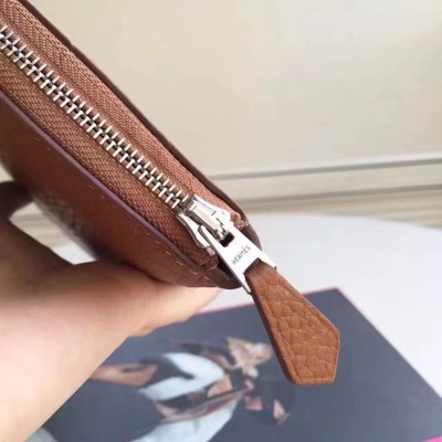 Hermes Brown Clemence Azap Zipped Wallet