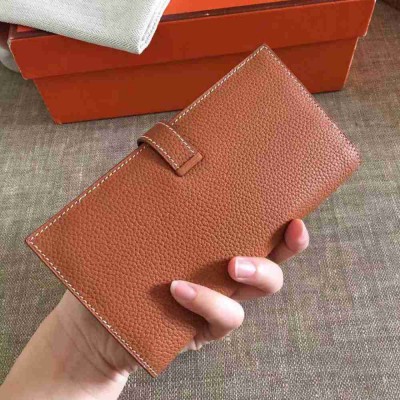 Hermes Brown Clemence Bearn Gusset Wallet