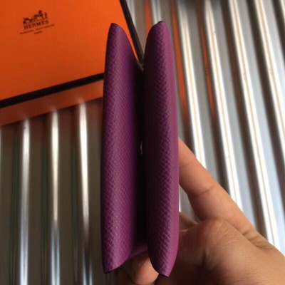 Hermes Calvi Card Holder In Purple Epsom Leather