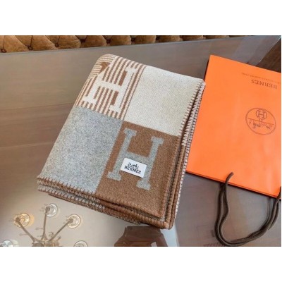 Hermes Caramel Echecs Et Trames Blanket