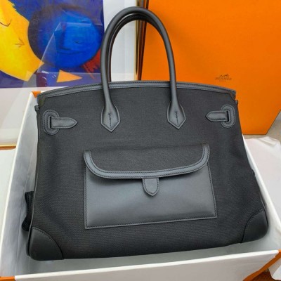 Hermes Cargo Birkin 35cm Limited-edition Bag in Black Canvas