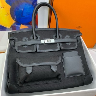 Hermes Cargo Birkin 35cm Limited-edition Bag in Black Canvas