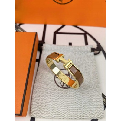 Hermes Chataigne Enamel Clic H Bracelet