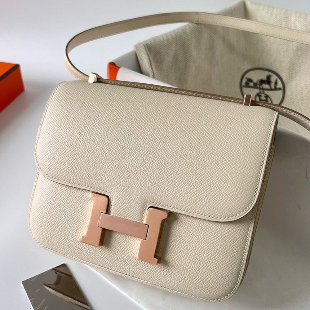 Hermes Constance 1-18 Mirror Bag In Craie Epsom Calfskin