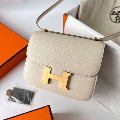 Hermes Constance 1-18 Mirror Bag In Nata Epsom Calfskin