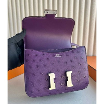 Hermes Constance 1-18 Mirror Bag In Violet Ostrich Leather