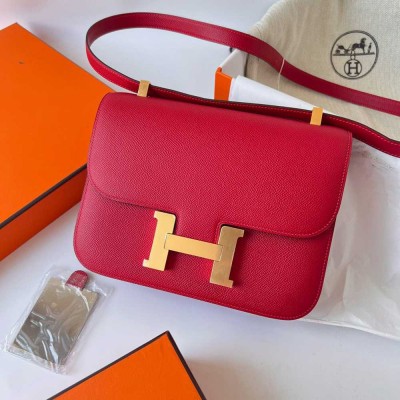 Hermes Constance 1-24 Mirror Bag In Red Epsom Calfskin