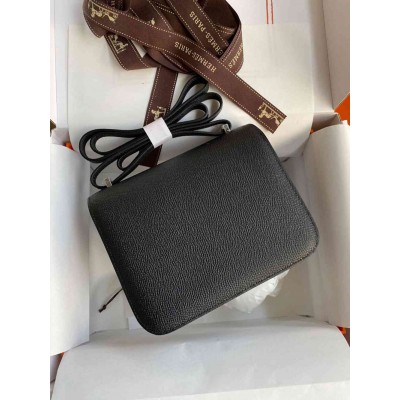 Hermes Constance 18 Handmade Bag In Black Epsom Calfskin