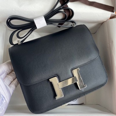 Hermes Constance 18 Handmade Bag In Black Swift Calfskin