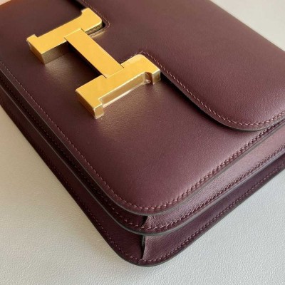 Hermes Constance 18 Handmade Bag in Bordeaux Swift Calfskin