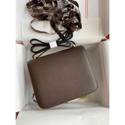 Hermes Constance 18 Handmade Bag In Chocolat Epsom Calfskin