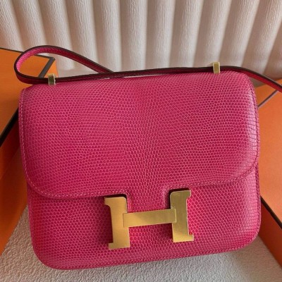 Hermes Constance 18 Handmade Bag in Fushsia Lizard Leather