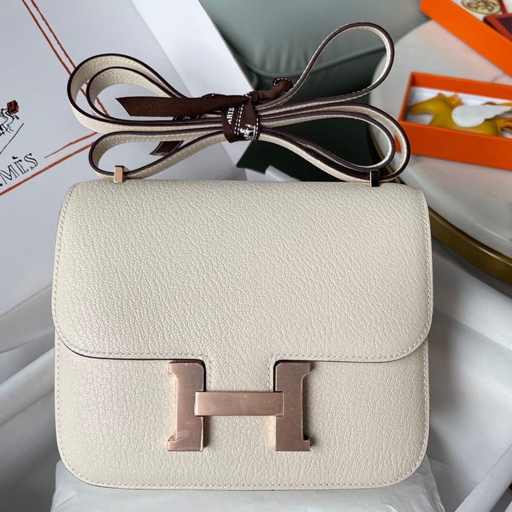 Hermes Constance 18 Handmade Bag In Nata Chevre Mysore Leather