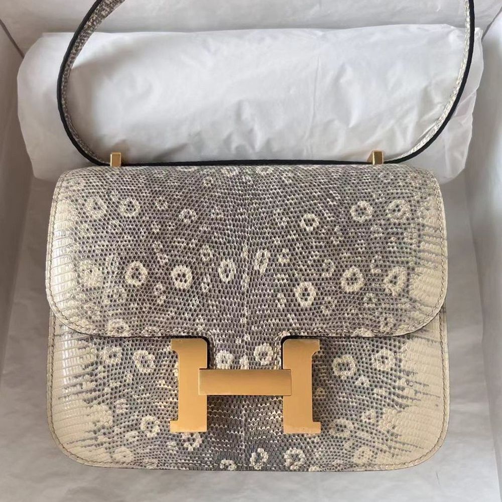 Hermes Constance 18 Handmade Bag In Natural Lizard Skin