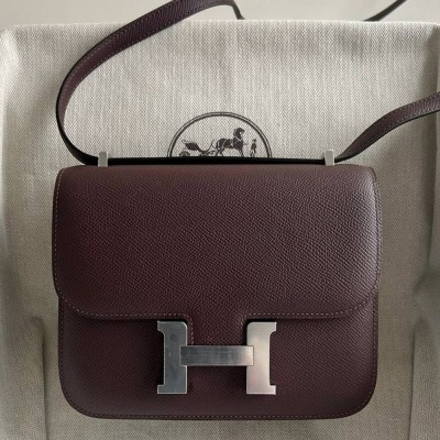 Hermes Constance 18 Handmade Bag in Rouge Sellier Epsom Calfskin