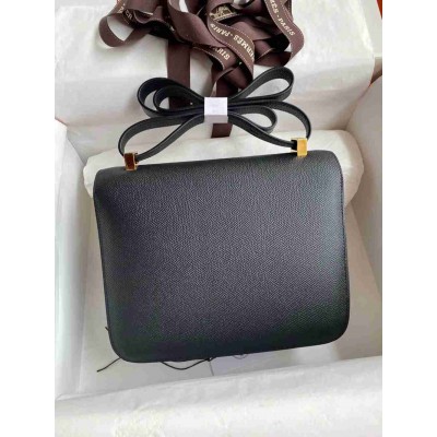 Hermes Constance 24 Handmade Bag In Black Epsom Calfskin