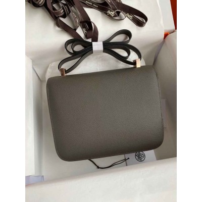 Hermes Constance 24 Handmade Bag In Etain Epsom Calfskin