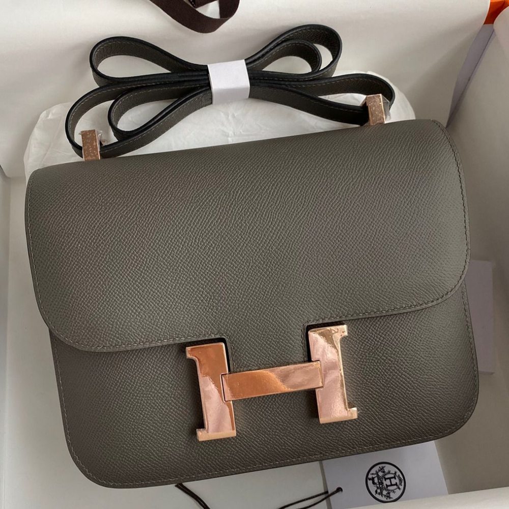 Hermes Constance 24 Handmade Bag In Etain Epsom Calfskin