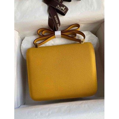 Hermes Constance 24 Handmade Bag In Jaune Ambre Epsom Calfskin