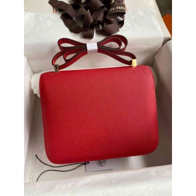 Hermes Constance 24 Handmade Bag In Red Epsom Calfskin