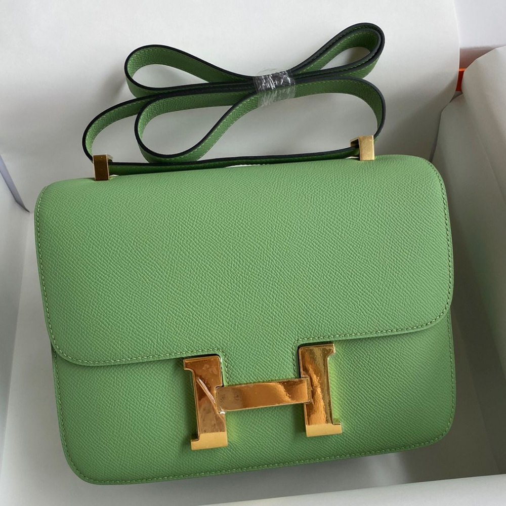 Hermes Constance 24 Handmade Bag In Vert Criquet Epsom Calfskin