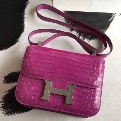 Hermes Constance 24 Bag In Rose Scheherazade Niloticus Crocodile