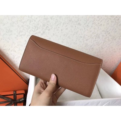 Hermes Constance Long Wallet In Gold Epsom Leather