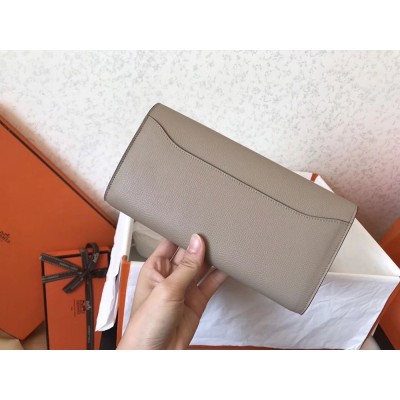 Hermes Constance Long Wallet In Grey Epsom Leather