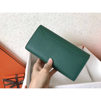 Hermes Constance Long Wallet In Malachite Epsom Leather