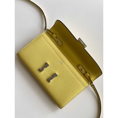 Hermes Constance To Go Wallet in Jaune Poussin Epsom Calfskin