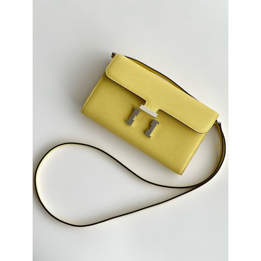 Hermes Constance To Go Wallet in Jaune Poussin Epsom Calfskin