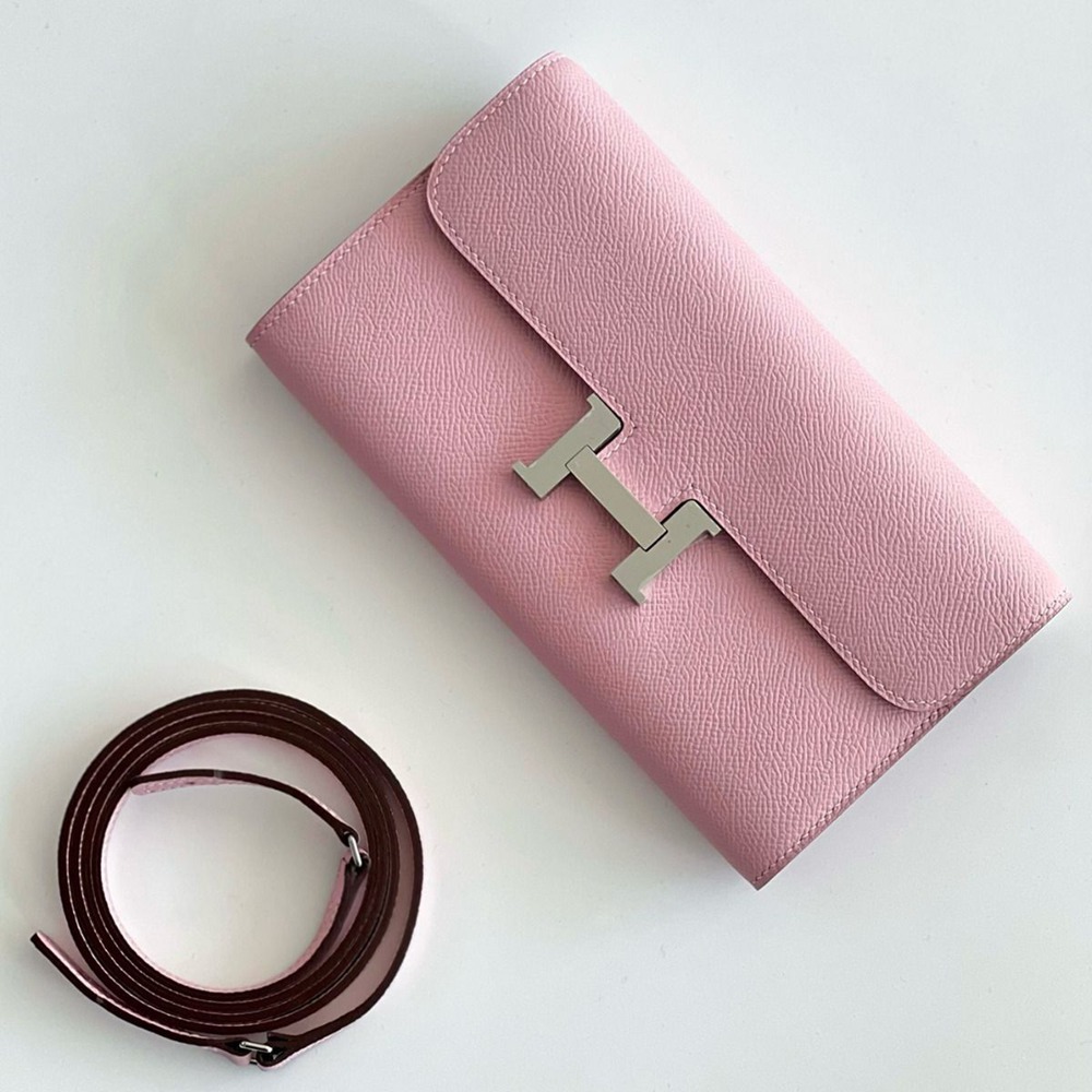 Hermes Constance To Go Wallet in Pink Epsom Calfskin