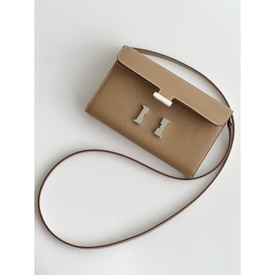 Hermes Constance To Go Wallet in Taupe Epsom Calfskin