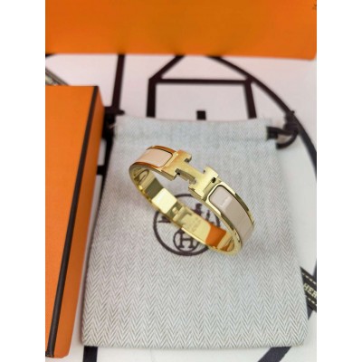 Hermes Cream Enamel Clic H Bracelet