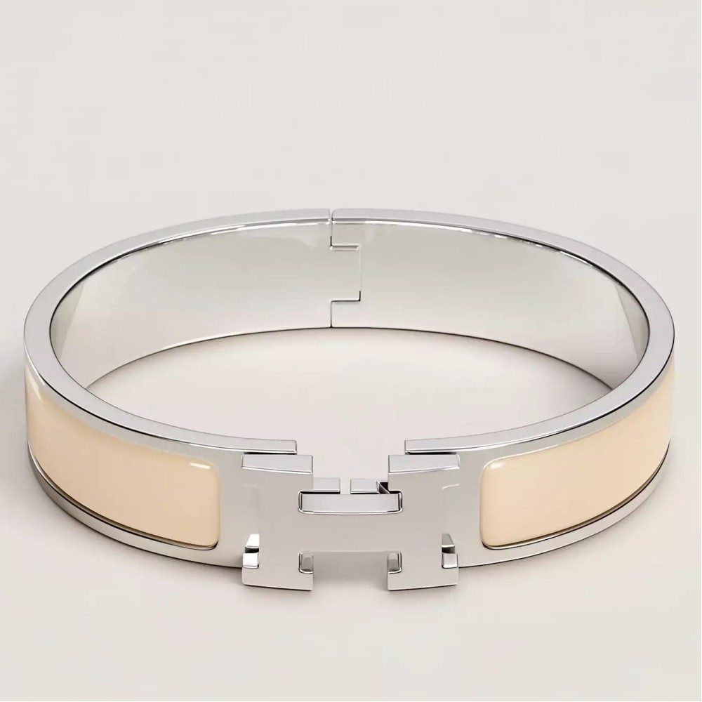 Hermes Cream Enamel Clic H Bracelet