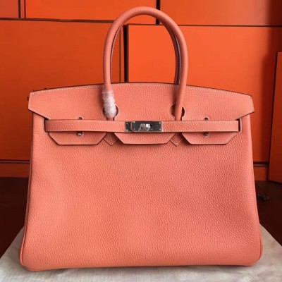 Hermes Birkin 40 Handmade Bag In Crevette Clemence Leather