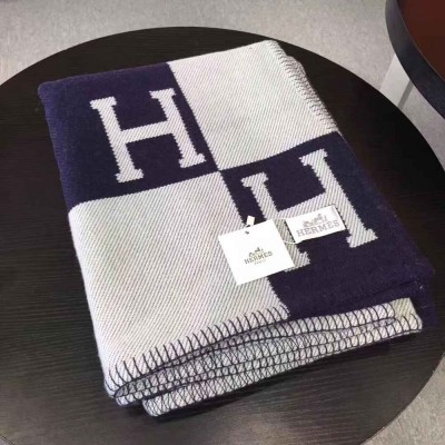 Hermes Dark Blue Avalon Throw Blanket