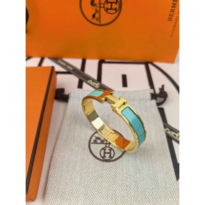 Hermes Email Vert Enamel Clic H Bracelet