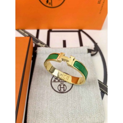 Hermes Enamel Green Enamel Clic H Bracelet